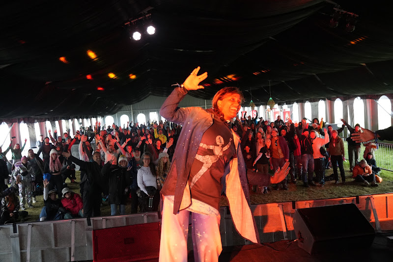 Performer Engaging Festival Crowd