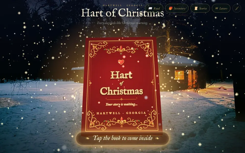 Hart of Christmas 3D storybook home page