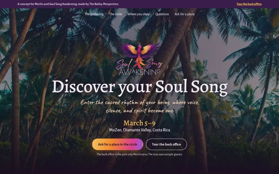Soul Song Awakening pitch site