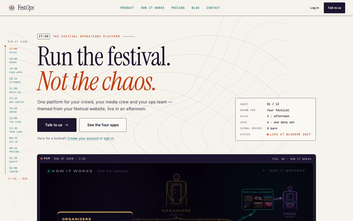 FestOps: festival operations, crew and media in one app, in the Site Plan theme