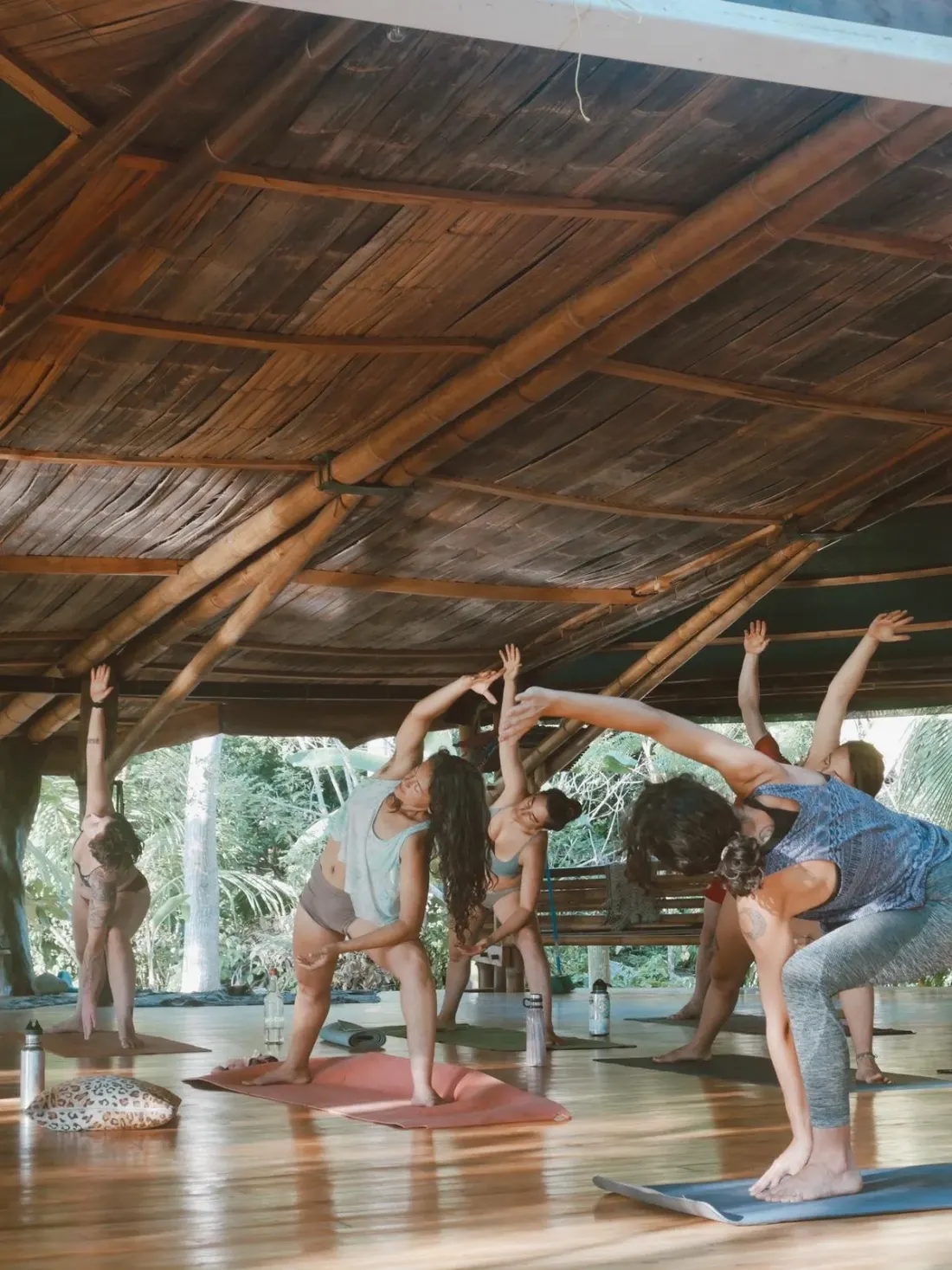Yoga under the bamboo roof of the shala